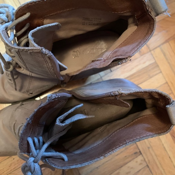 Genuine Leather Aldo Light Tan High Heel Lace Up Boots Ankle Booties Vintage - Picture 3 of 12